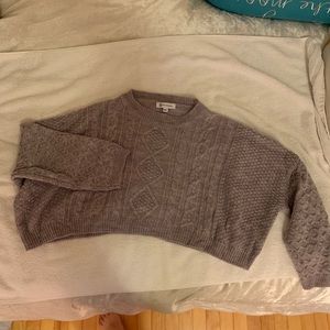 Grey cable knit cropped sweater